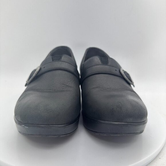 Dansko Jane Women Size 7 Black Leather Buckle Slip On Clog Shoes 9708020202 - Picture 2 of 13